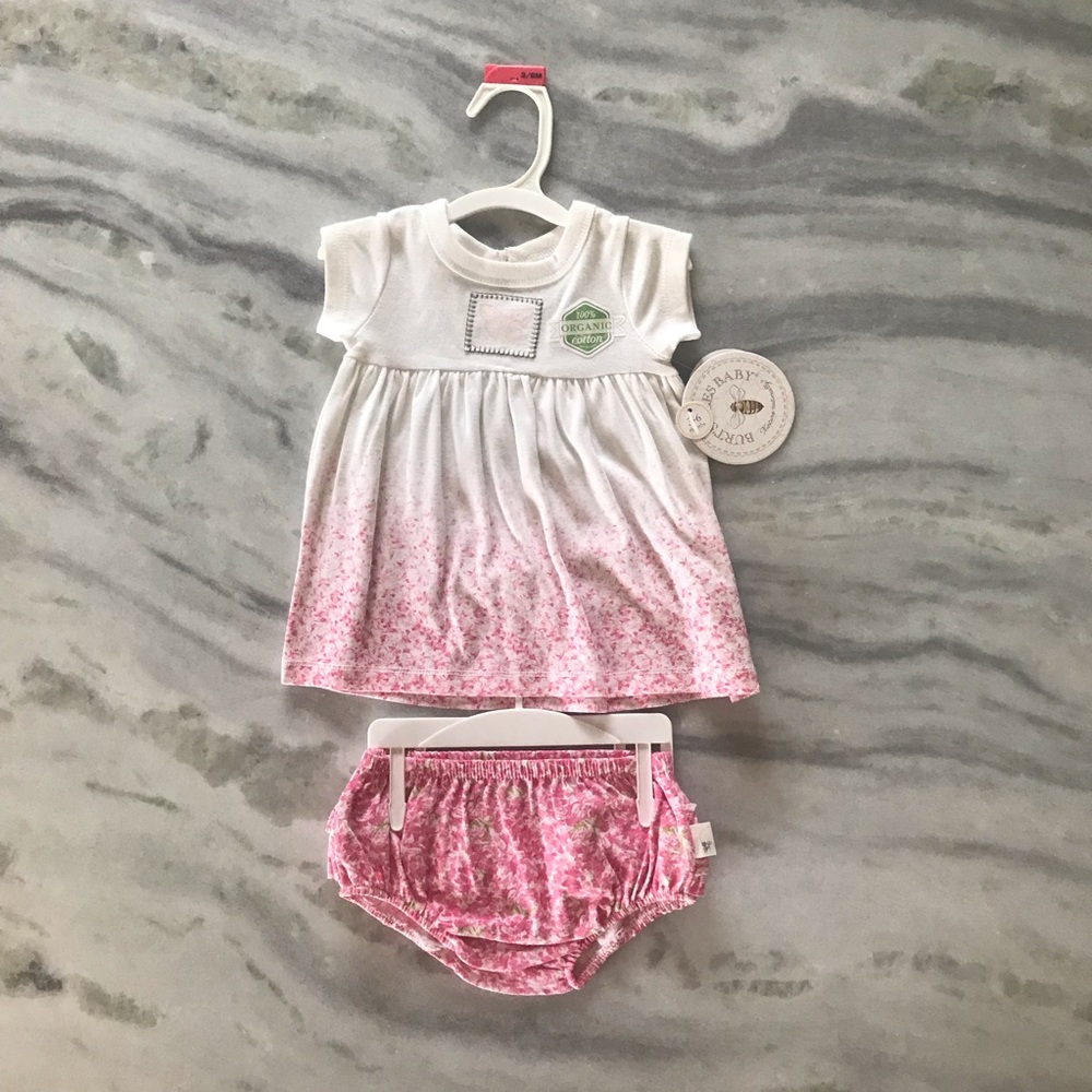 NWT Burt’s Bees Dress and Diaper Cover 3/6 Months